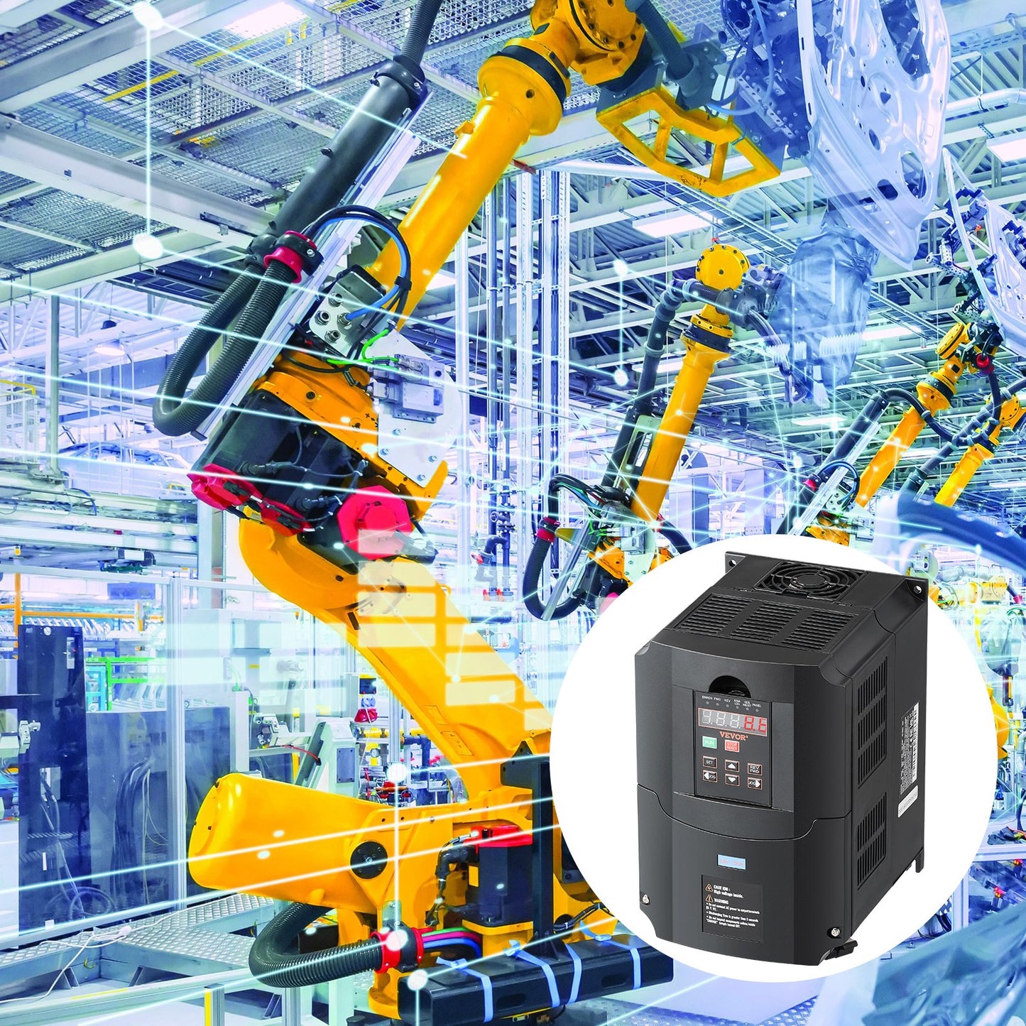 VFD 10HP, 7.5KW, 35A, 1 or 3 Phase 220V Input to 3 Phase 220V Output Variable Frequency Drive, 40-60Hz Input, 0-400Hz Output VFD for Spindle Motor CNC Speed Control