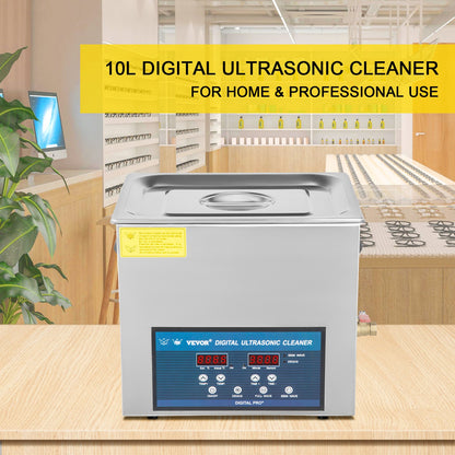 10L Ultrasonic Cleaner Dual Frequency Ultrasonic Cleaning Machine with Heater Jewelry Cleaner for Parts Jewelry Eyeglass Ring Denture Record Circuit Board 28/40KHz