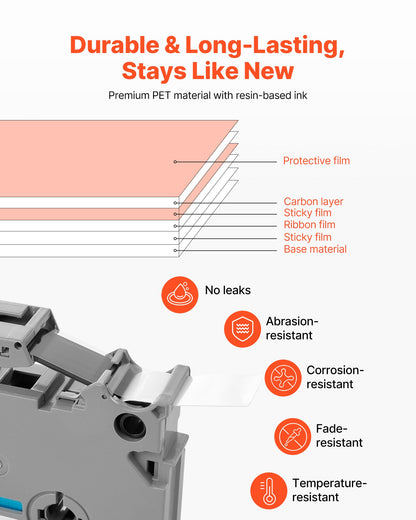Label Maker Tape, 4 Pack, 0.47 in / 12 mm Black on White Label Maker Refills Compatible for Various Types of Brother P-Touch Labelers, Durable & Long-lasting, Replacement for Letra Tag TZe-231