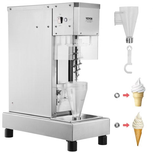 Ice Cream Blender, 750W High-Speed Ice Cream Maker Mixer Stir Machine 1740RPM, 304 Stainless Steel Ice Cream Shaker, Long Handle + PC Protective Shield, Customizable with any Flavor of Ice Cream