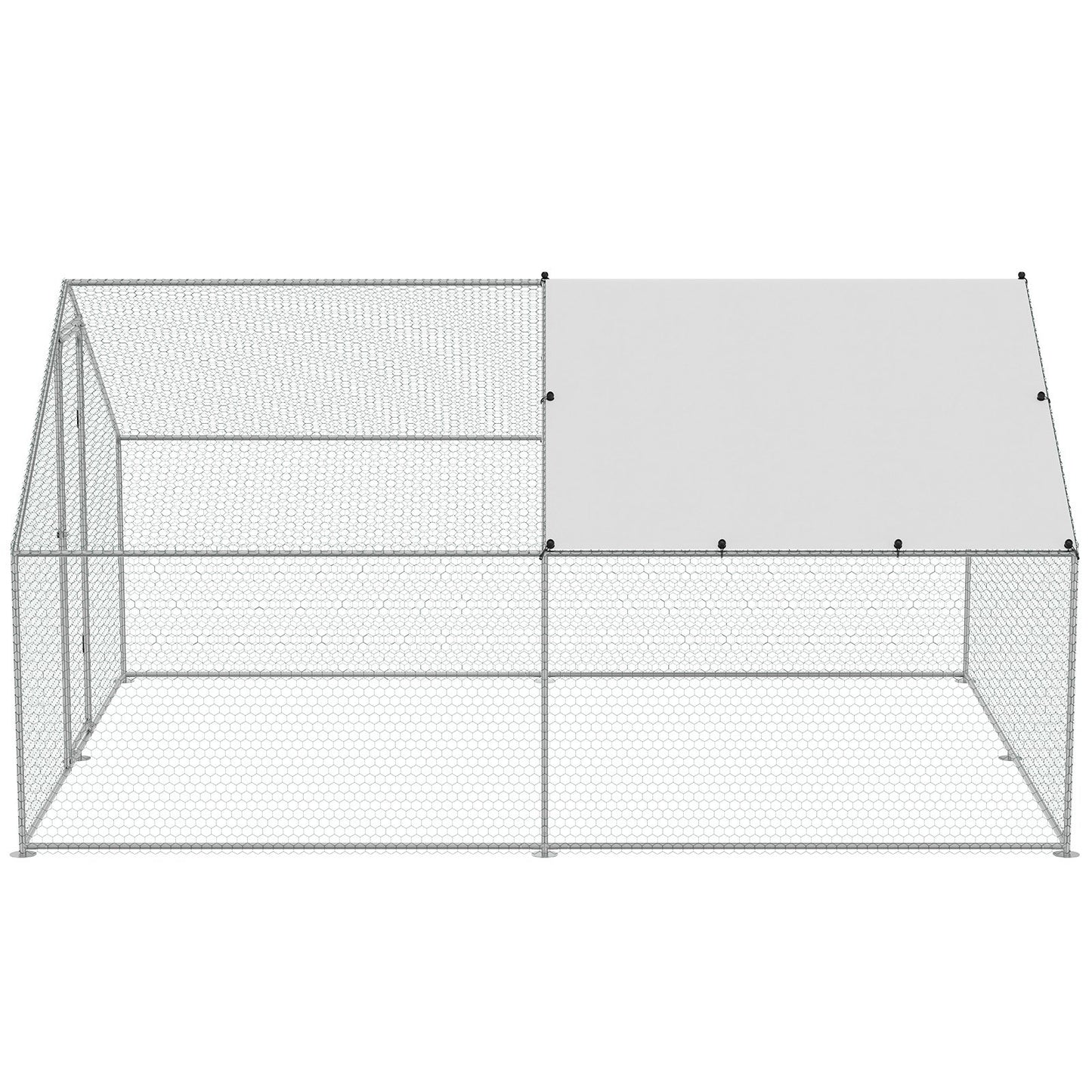 Large Metal Chicken Coop, 9.8x12.9x6.5 ft Walk-in Chicken Runs for Yard with Cover, Spire Roof Hen House with Security Lock for Outdoor and Backyard, Farm, Duck Rabbit Cage Poultry Pen