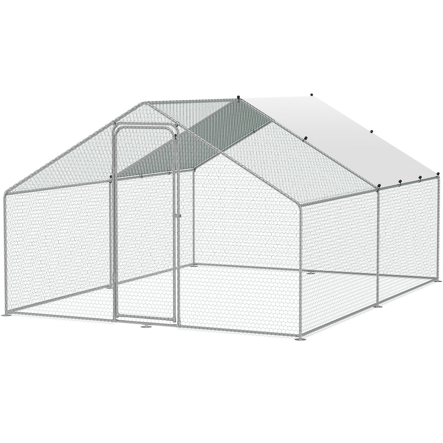 Large Metal Chicken Coop, 9.8x12.9x6.5 ft Walk-in Chicken Runs for Yard with Cover, Spire Roof Hen House with Security Lock for Outdoor and Backyard, Farm, Duck Rabbit Cage Poultry Pen