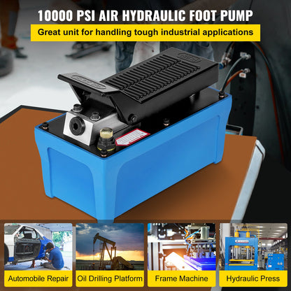 Air Hydraulic Pump Power Pack Unit 10,000 PSI 1687.8 cm³ Cap Heavy-duty All Metal Construction Air Hydraulic Foot Pump