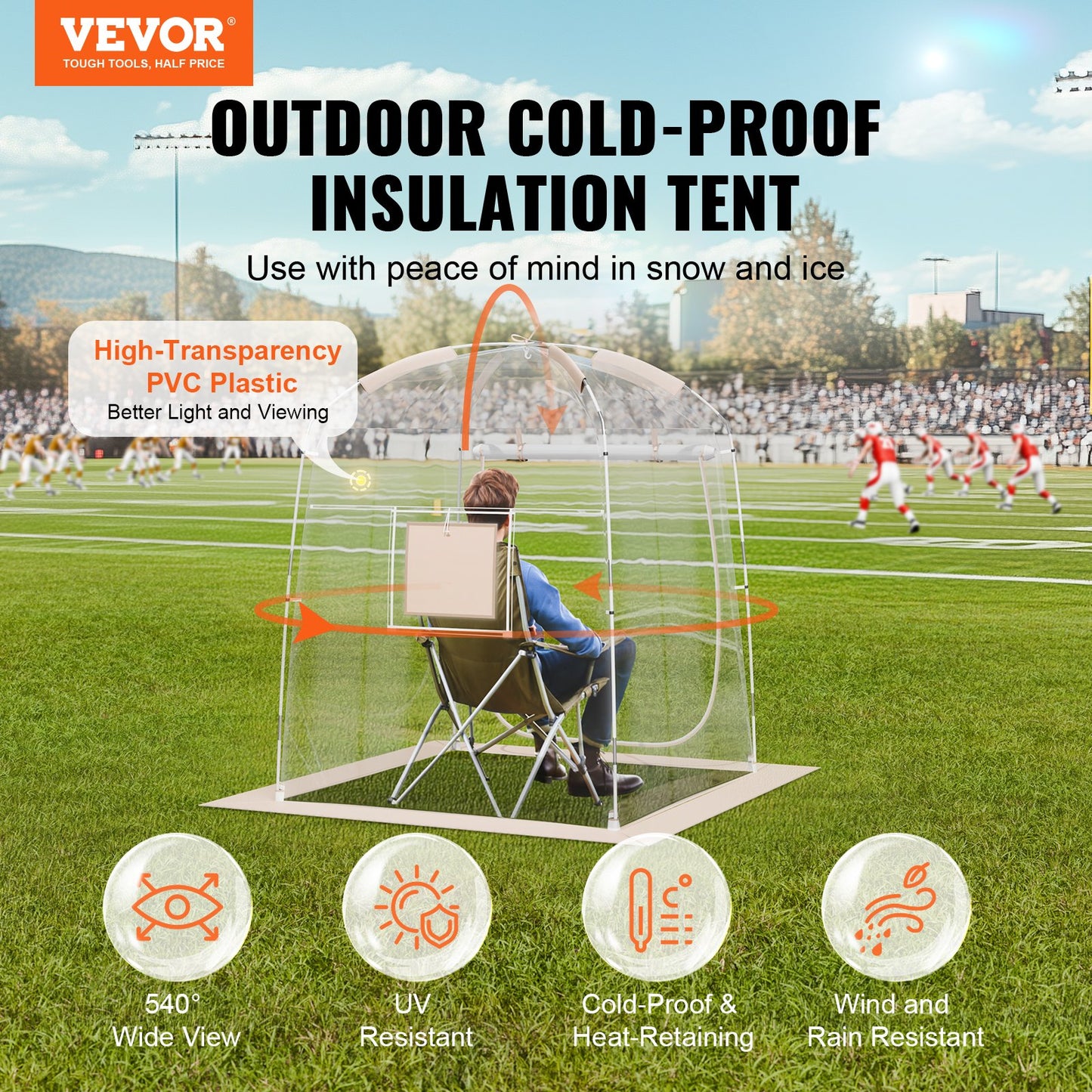 Sports Tent, 1 Person, Instant Tent Shelter Weatherproof Pod, Outdoor Bubble Clear View Tent, Climate Canopy Shelter for Soccer, Football, Softball & Other Sporting Events, Parades, and Fishing