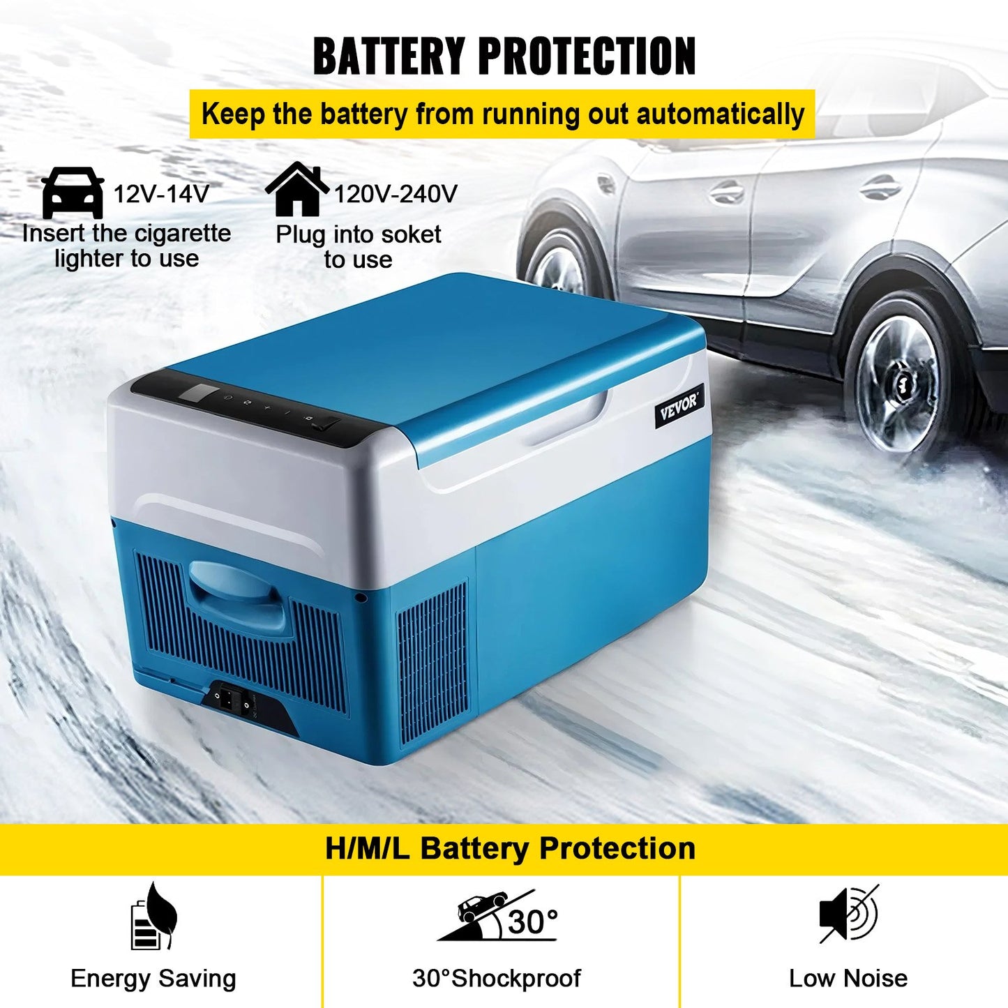 Car Refrigerator 22L Compressor Portable Small Refrigerator Car Refrigerator Freezer Vehicle Car Truck RV Boat Mini Electric Cooler for Driving Travel Fishing Outdoor and Home Use