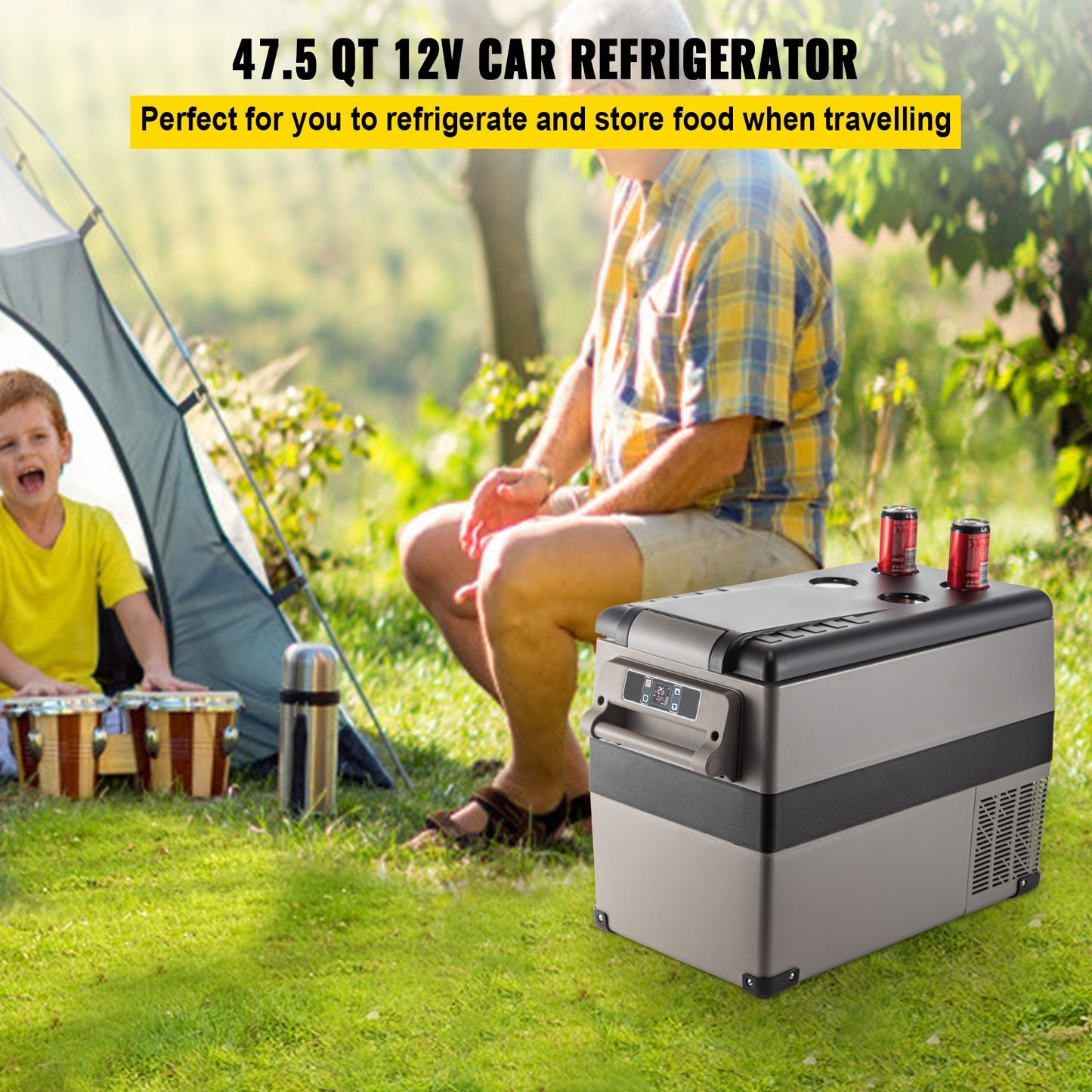 Portable Small Car Freezer 45L Mini Car Freezer Refrigerator 45W Car Fridge Cooler 12V Fridge Freezer AC/DC Portable Freezer Portable Vehicle Car Fridge For Home and Outdoor Use