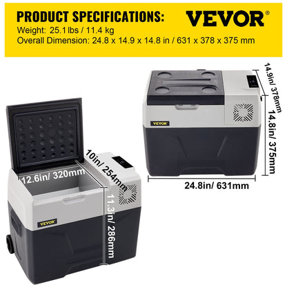 Car Refrigerator 30L Compressor Portable Small Refrigerator Car Refrigerator Freezer Vehicle Car Truck RV Boat Mini Electric Cooler for Driving Travel Fishing Outdoor and Home Use