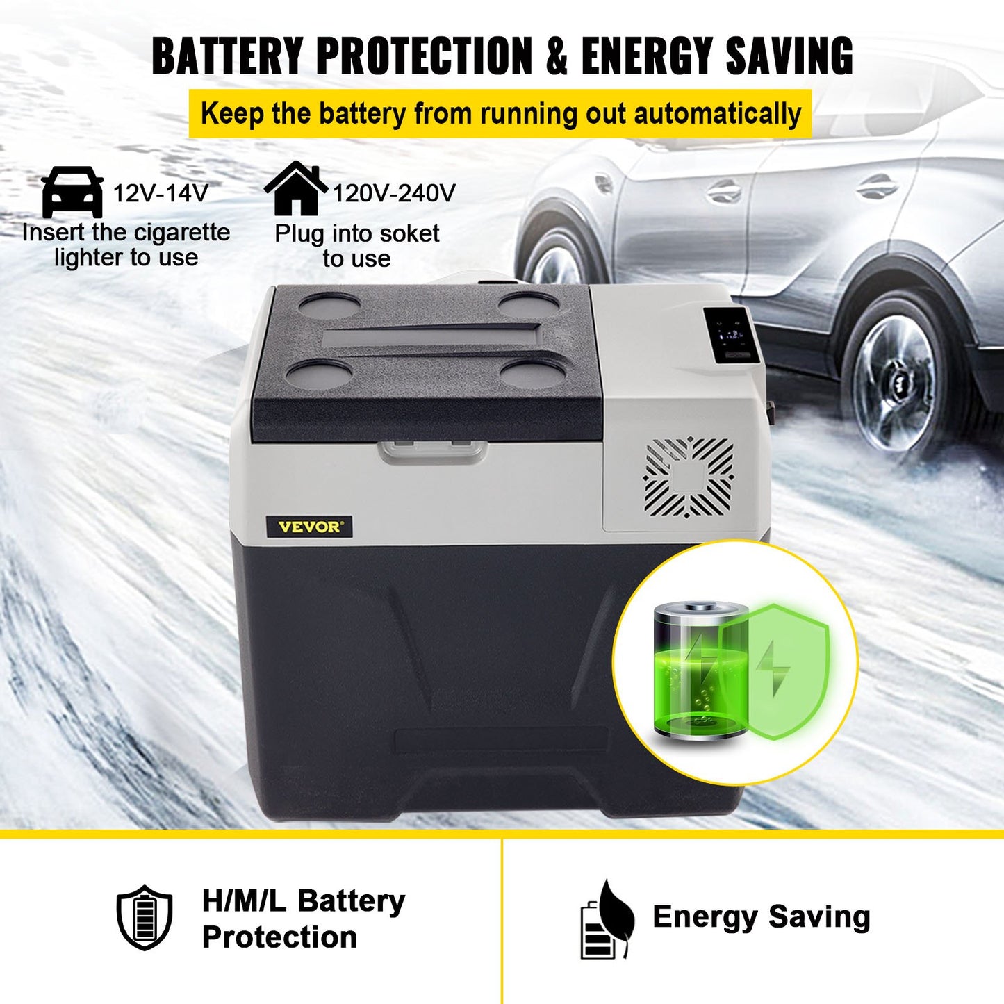 Car Refrigerator 50L Compressor Portable Small Refrigerator Car Refrigerator Freezer Vehicle Car Truck RV Boat Mini Electric Cooler for Driving Travel Fishing Outdoor and Home Use