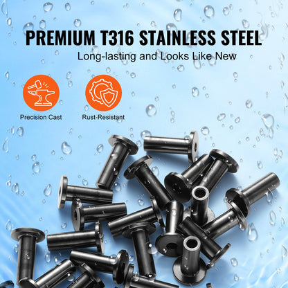 101 Pack T316 Stainless Steel Protector Sleeves for 3.2mm Wire Rope Cable Railing, DIY Balustrade T316 Marine Grade, Come with A Free Drill Bit, Black