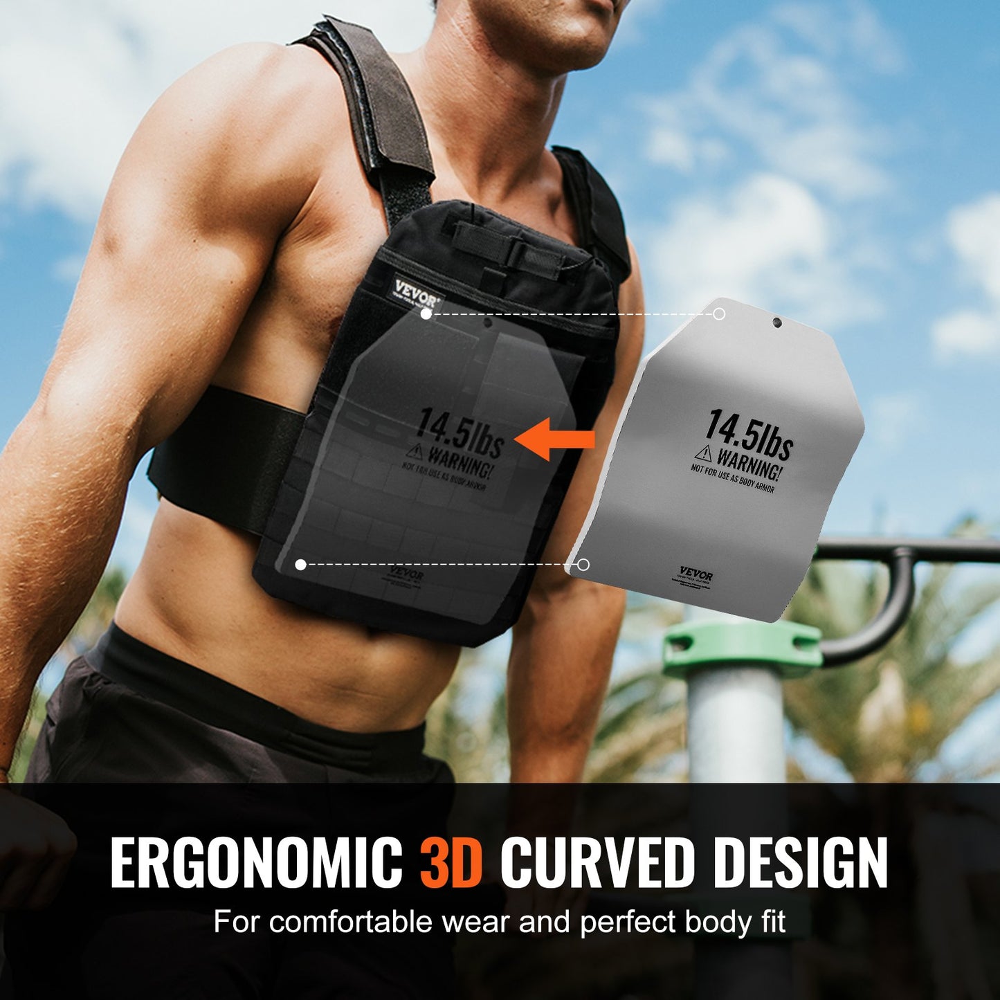 Curved Weight Vest Plates, 14.5 LB Pairs, Premium Steel Weighted plates, Contoured Ergonomic Fit – WODs, Additional Weight for Weight Vests, for Strength Training, Running, Heavy Workouts
