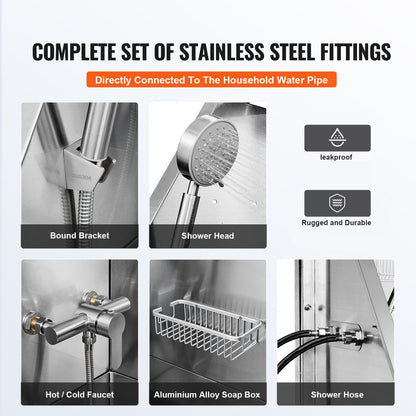 1.57M Pet Dog Bathing Station w/Stairs, Professional Stainless Steel Dog Grooming Tub w/ Soap Box, Faucet,Rich Accessory,Bathtub for Large,Medium,Small Pets, Washing Sink for Home(Right)