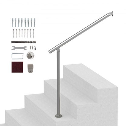 Handrails for Outdoor Steps, 31.5in / 80cm Deck Railing Kit Wall Floor Mounted, Railings for Outside Steps with Installation Kit, Hand Rails for Seniors,Porch Railing & Deck Rail Kit, Silver