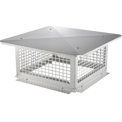 Chimney Cap, 431.8x431.8mm, 304 Stainless Steel Fireplace Chimney Cover, Not Easily Toppled & Practical Accessories & Easy Installation, Fits Mesh Flue Covers Outside Clay Flue Shingles, Silver