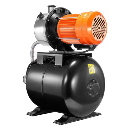 745 W(1 HP) Shallow Well Pump with Pressure Tank, 63 L/min(1000 GPH), Automatic Irrigation Water Booster Pump with 40 m(130 ft) Head Lift 1.4/2.8 bar(20/40 PSI) Pressure Switch, 304 Stainless Steel Pump Head for Home Garden Lawn