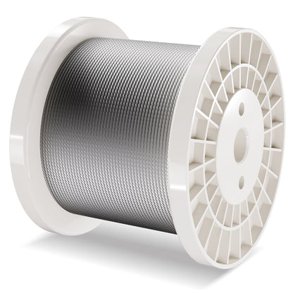 Drahtseil-Set, 1/8" 600 ft 316 Edelstahlseil mit Schneidgerät und Handschuhen, 1600 lbs Bruchfestigkeit, 7x7 Litzenkonstruktion, Marine- und Flugzeugqualität für Handläufe, Treppen, Terrassen, Zäune und Außenbereiche