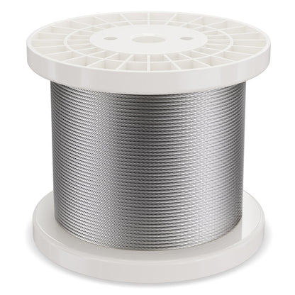 Drahtseil-Set, 1/8" 600 ft 316 Edelstahlseil mit Schneidgerät und Handschuhen, 1600 lbs Bruchfestigkeit, 7x7 Litzenkonstruktion, Marine- und Flugzeugqualität für Handläufe, Treppen, Terrassen, Zäune und Außenbereiche