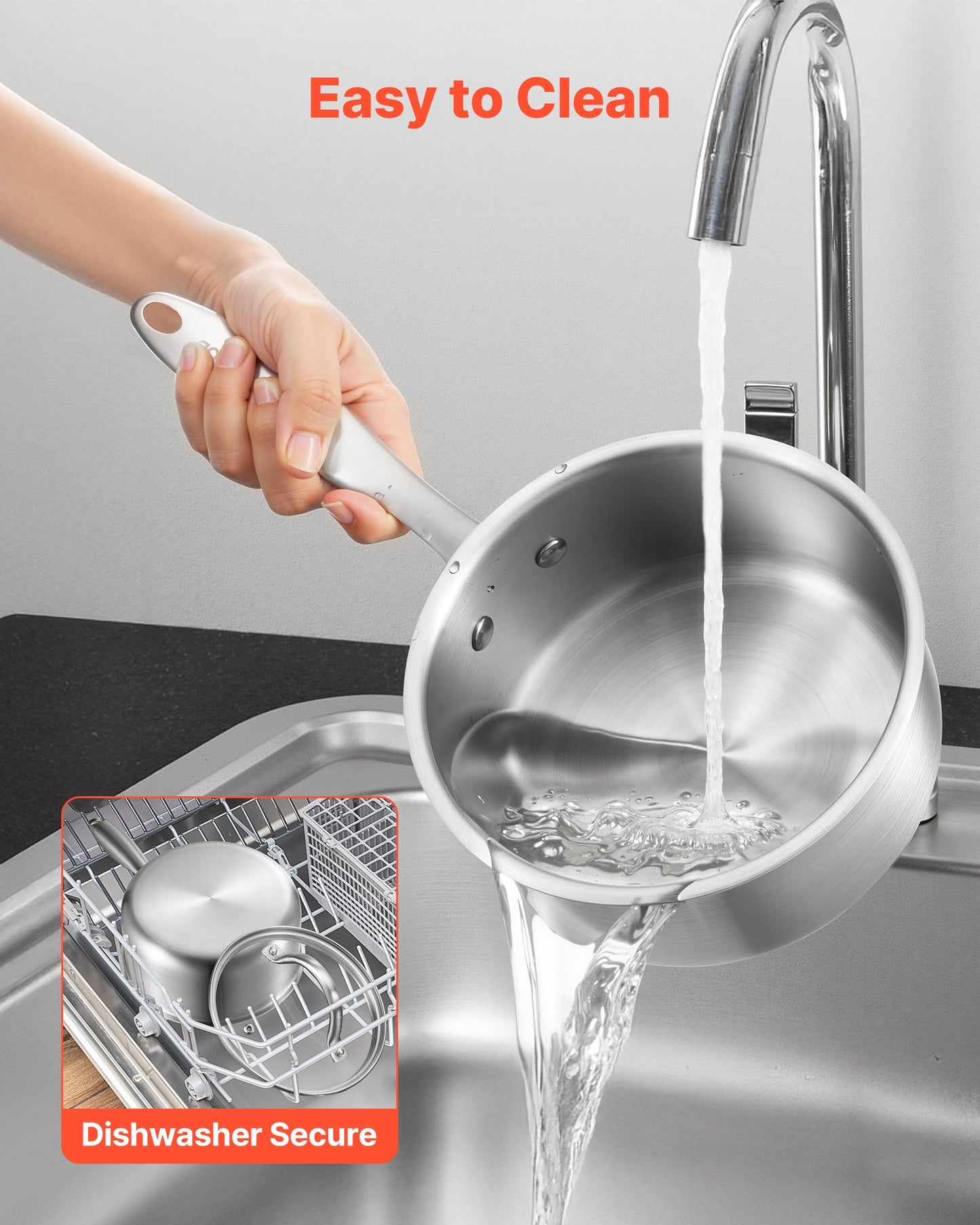 1.5 QT Saucepan, Stainless Steel Saucepan with Glass Lid, Multipurpose Nonstick Stainless Steel Small Cooking Sauce Pot with Ergonomic Handle, Friendly for Oven, Dishwasher, Induction Cooker