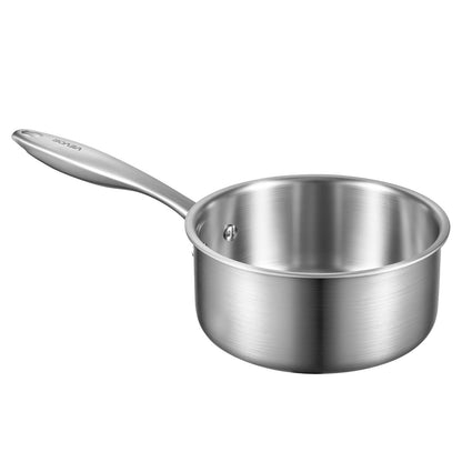 1.5 QT Saucepan, Stainless Steel Saucepan with Glass Lid, Multipurpose Nonstick Stainless Steel Small Cooking Sauce Pot with Ergonomic Handle, Friendly for Oven, Dishwasher, Induction Cooker