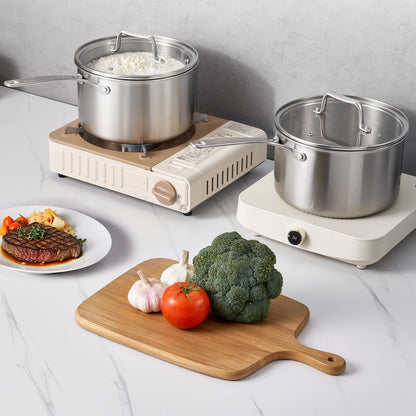 4-Liter-Stielkasserolle, Edelstahl-Stielkasserolle mit Glasdeckel, vielseitiger, antihaftbeschichteter Edelstahl-Kochtopf mit ergonomischem Griff, geeignet für Backofen, Spülmaschine und Induktionsherd