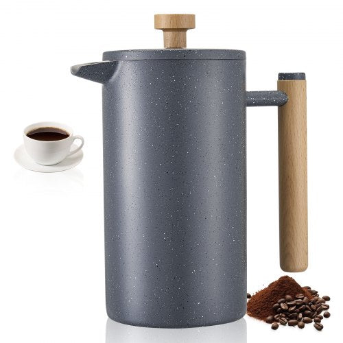 French-Press-Kaffeebereiter, 1 Liter, Edelstahl, mit Filter, große doppelwandige Isolierung, ideal für Cold Brew, Camping, Reisen, Küche und Zuhause, Schwarz