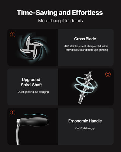 Manual Meat Grinder, 304 Stainless Steel Hand Meat Grinder with Steel Table Clamp, Meat Mincer Sausage Maker & 2 Cutting Plates, Cookie Attachment, Sausage Tube for Beef Pepper Mushroom Cookie