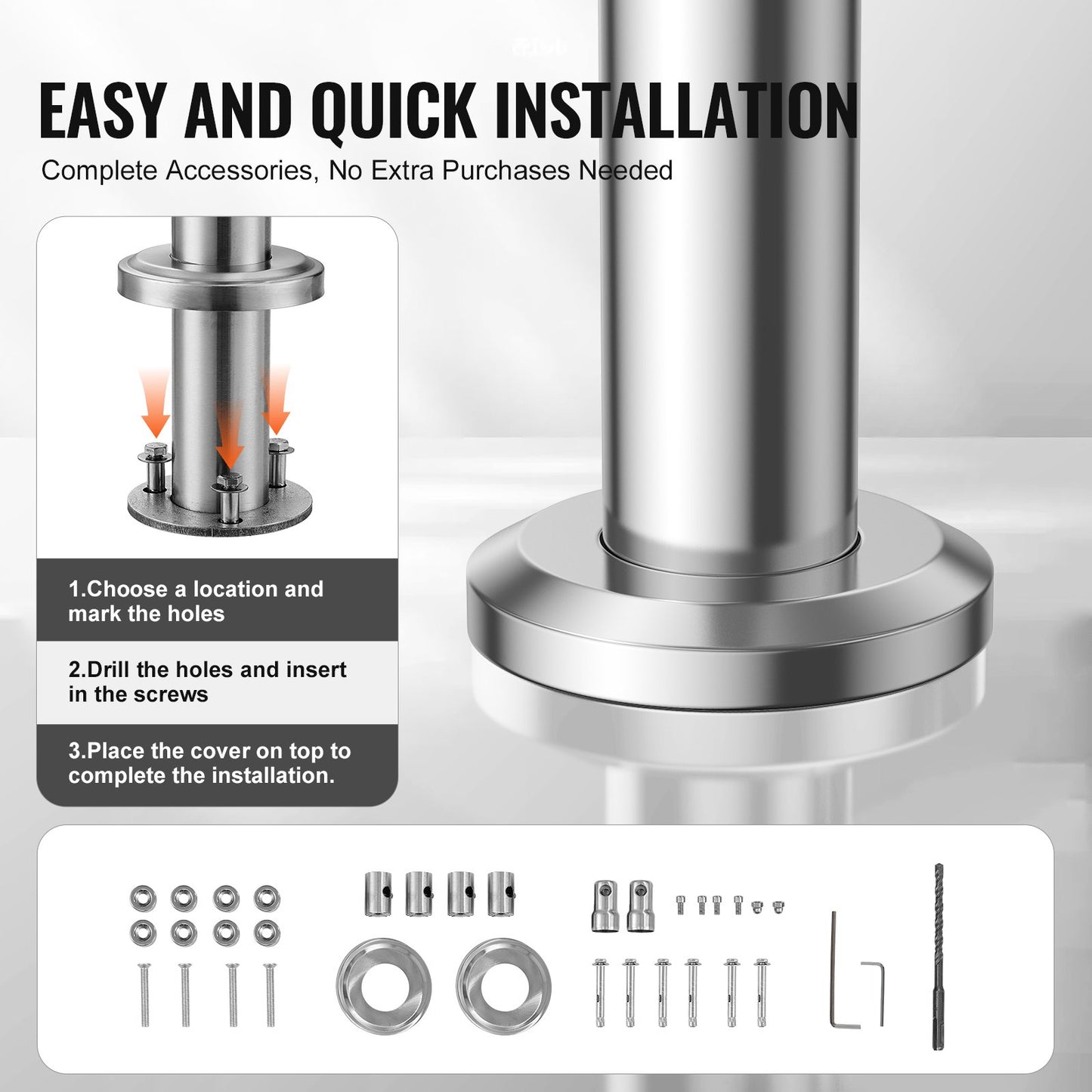 100.1 cm Handrails for Outdoor Steps 2 Crossbars Staircase for Porch Deck