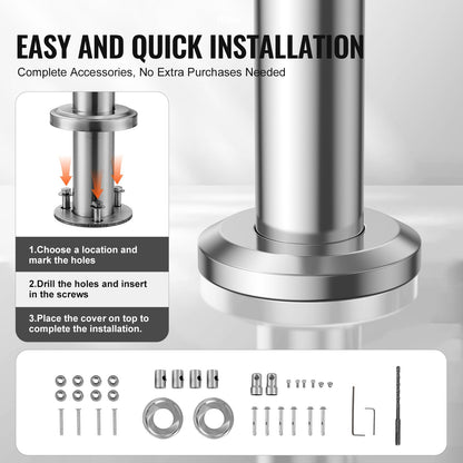 100.1 cm Handrails for Outdoor Steps 2 Crossbars Staircase for Porch Deck