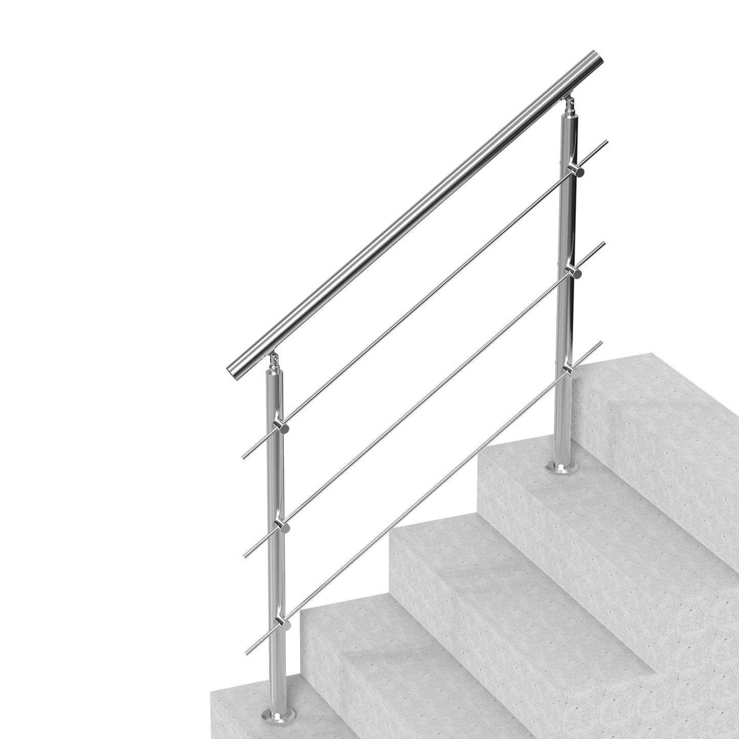 Handrails for Outdoor Steps, 47.2in Length 3 Crossbars Stair Hand Rail Kit, Transitional Stainless Steel Railings w/ Installation Kit, Double-column Staircase Handrails for Seniors,Porch & Deck
