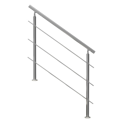 Handrails for Outdoor Steps, 47.2in Length 3 Crossbars Stair Hand Rail Kit, Transitional Stainless Steel Railings w/ Installation Kit, Double-column Staircase Handrails for Seniors,Porch & Deck
