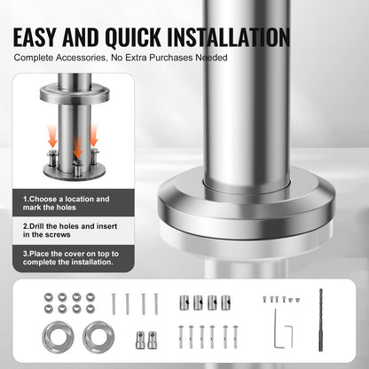 119.9 cm Handrails for Outdoor Steps 2 Crossbars Staircase for Porch Deck