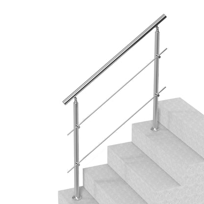 119.9 cm Handrails for Outdoor Steps 2 Crossbars Staircase for Porch Deck
