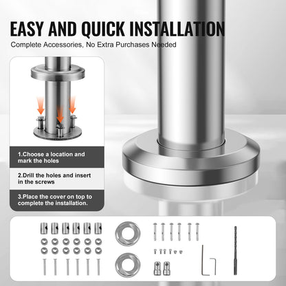 149.9 cm Handrails for Outdoor Steps 3 Crossbars Staircase for Porch Deck