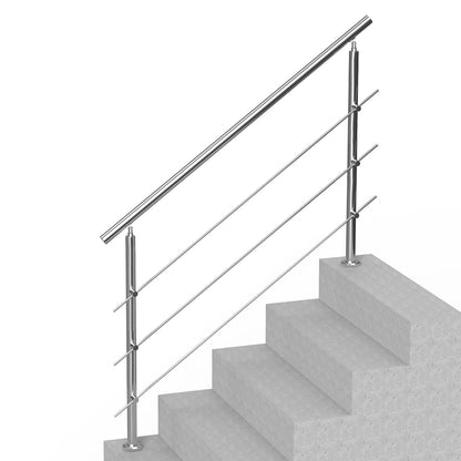 149.9 cm Handrails for Outdoor Steps 3 Crossbars Staircase for Porch Deck