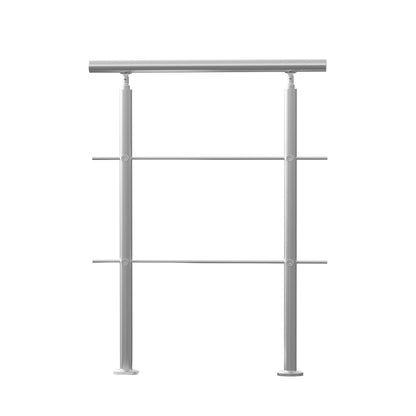 Handrails for Outdoor Steps, 31.5in Length 2 Crossbars Stair Hand Rail Kit, Transitional Stainless Steel Railings w/ Installation Kit, Double-column Staircase Handrails for Seniors,Porch & Deck