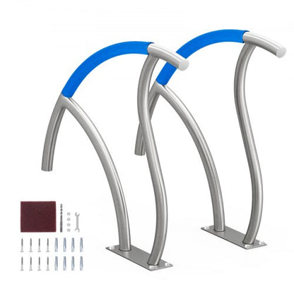 Pool Handrail, 2 PCS 30x30 in Pool Railing, Stainless Steel with Base Plate for Indoor/Outdoor Pools,Swimming Pool Safety Railing for Decks,Rust-Proof Grab Bar w/ Grip Cover&Accessories for Spas
