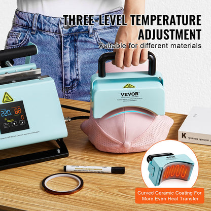 2 in 1 Tumbler and Hat Heat Press Machine, Mini Hat Heat Press for Caps and Hats, Tumbler Heat Press for 11-30oz Sublimation Tumblers and Mugs, Temperature and Time Control, Green