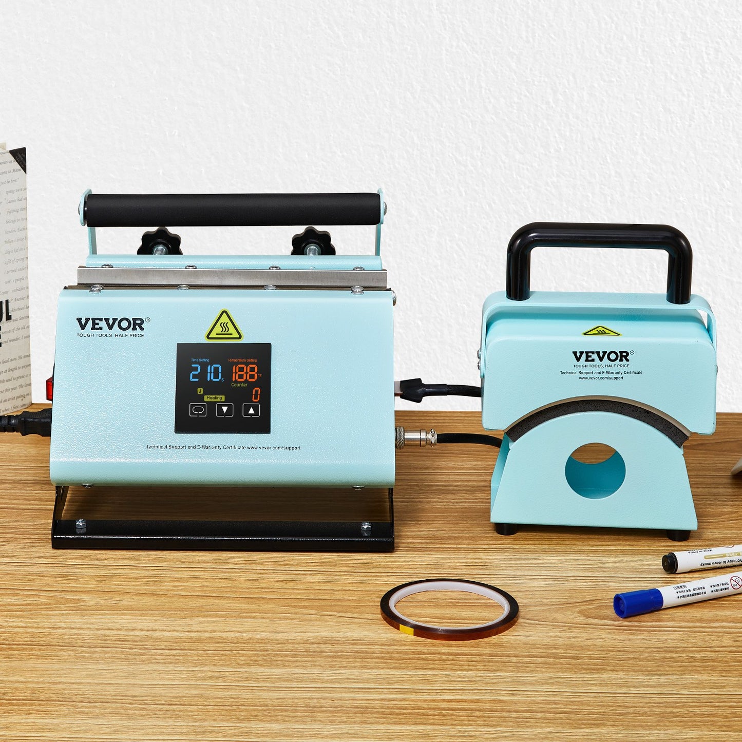 2 in 1 Tumbler and Hat Heat Press Machine, Mini Hat Heat Press for Caps and Hats, Tumbler Heat Press for 11-30oz Sublimation Tumblers and Mugs, Temperature and Time Control, Green