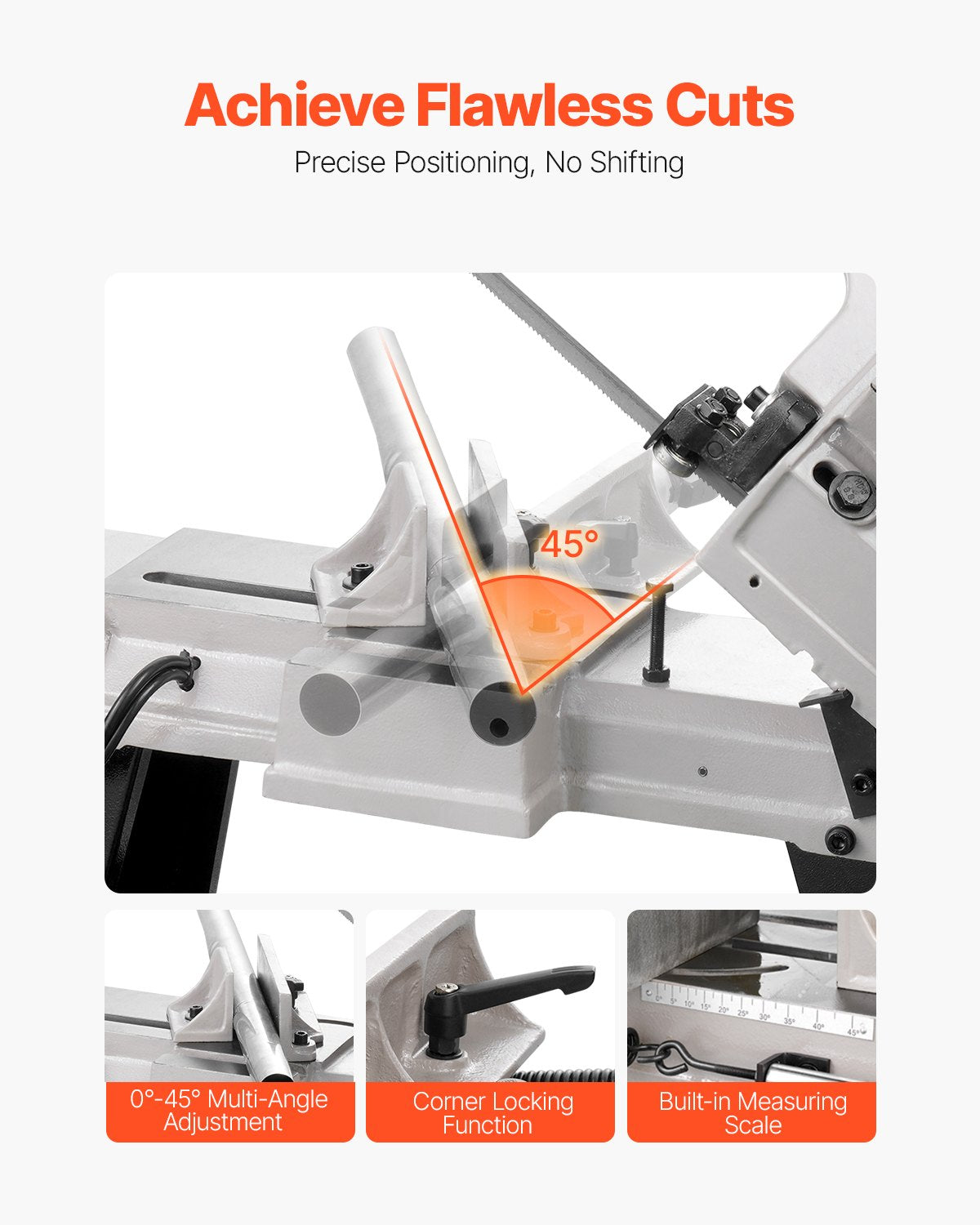 Metal Horizontal Band Saw, 102 x 152 mm(4 in x 6 in) Rectangular Cutting Capacity, 220V Metal Vertical Cutting Bandsaw with 550W Motor, 0-45° Angle Adjustment, Variable Speed, for Metal, Wood, and Plastic