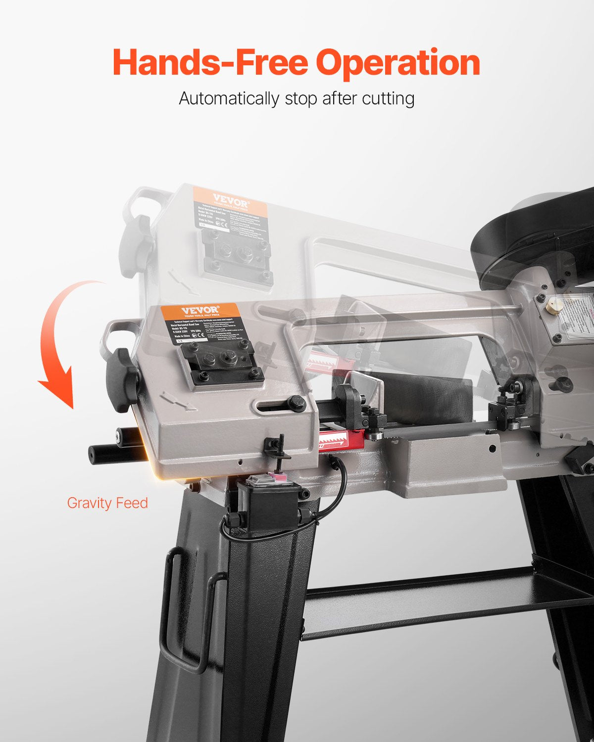 Metal Horizontal Band Saw, 102 x 152 mm(4 in x 6 in) Rectangular Cutting Capacity, 220V Metal Vertical Cutting Bandsaw with 550W Motor, 0-45° Angle Adjustment, Variable Speed, for Metal, Wood, and Plastic