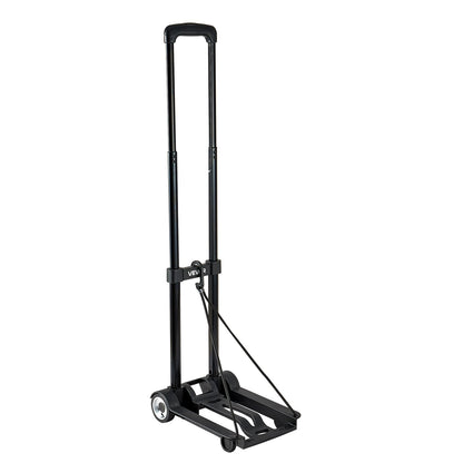 Folding Hand Truck, 49.9 kg Load Capacity, Collapsible Luggage Cart with 2 Wheels & 1 Elastic Rope, Utility Dolly Platform Cart for Airport Travel Furniture Luggage Office Moving, Black