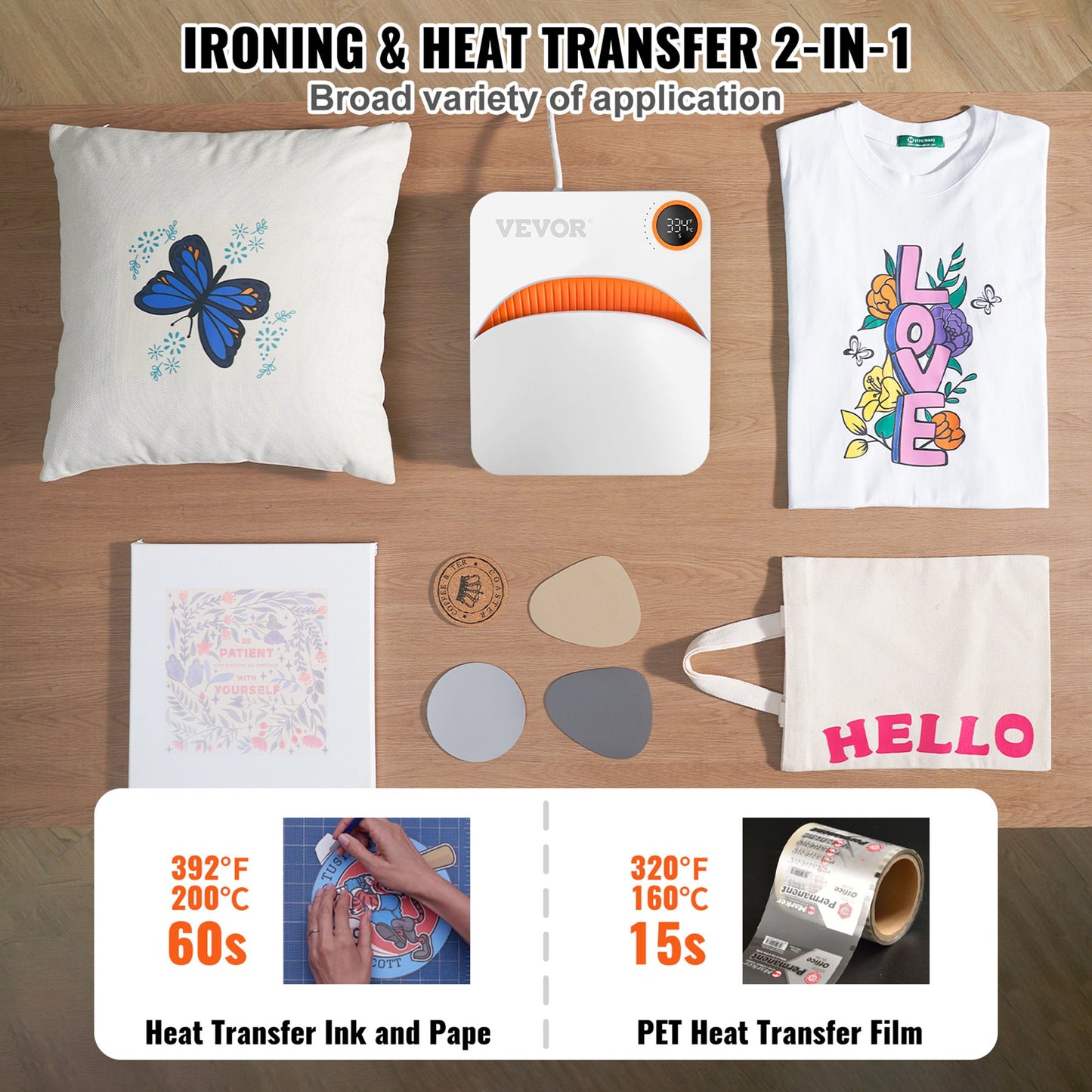 Heat Press 30.5 cm x 25.4 cm Portable Easy Press Sublimation Transfer DIY T-shirt