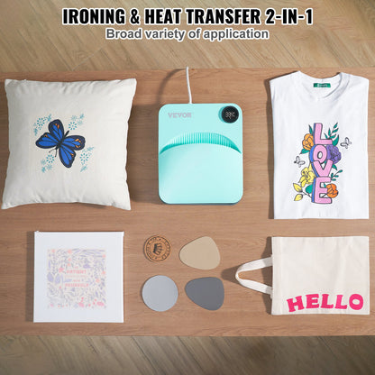 Heat Press 12 x 10 in/30.5 x 25.4 cm Portable Easy Press Sublimation Transfer DIY T-shirt