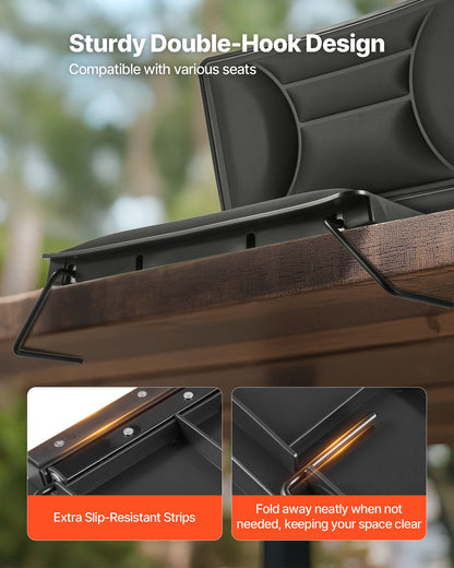 Stadium Seat, Folding Bleacher Chair with Back Support and Thick Cushion, Padded Stadium Seat for Bleacher Includes Shoulder Strap, Hooks, Cup Holder, Lycra Material, Side Pocket, PP Material