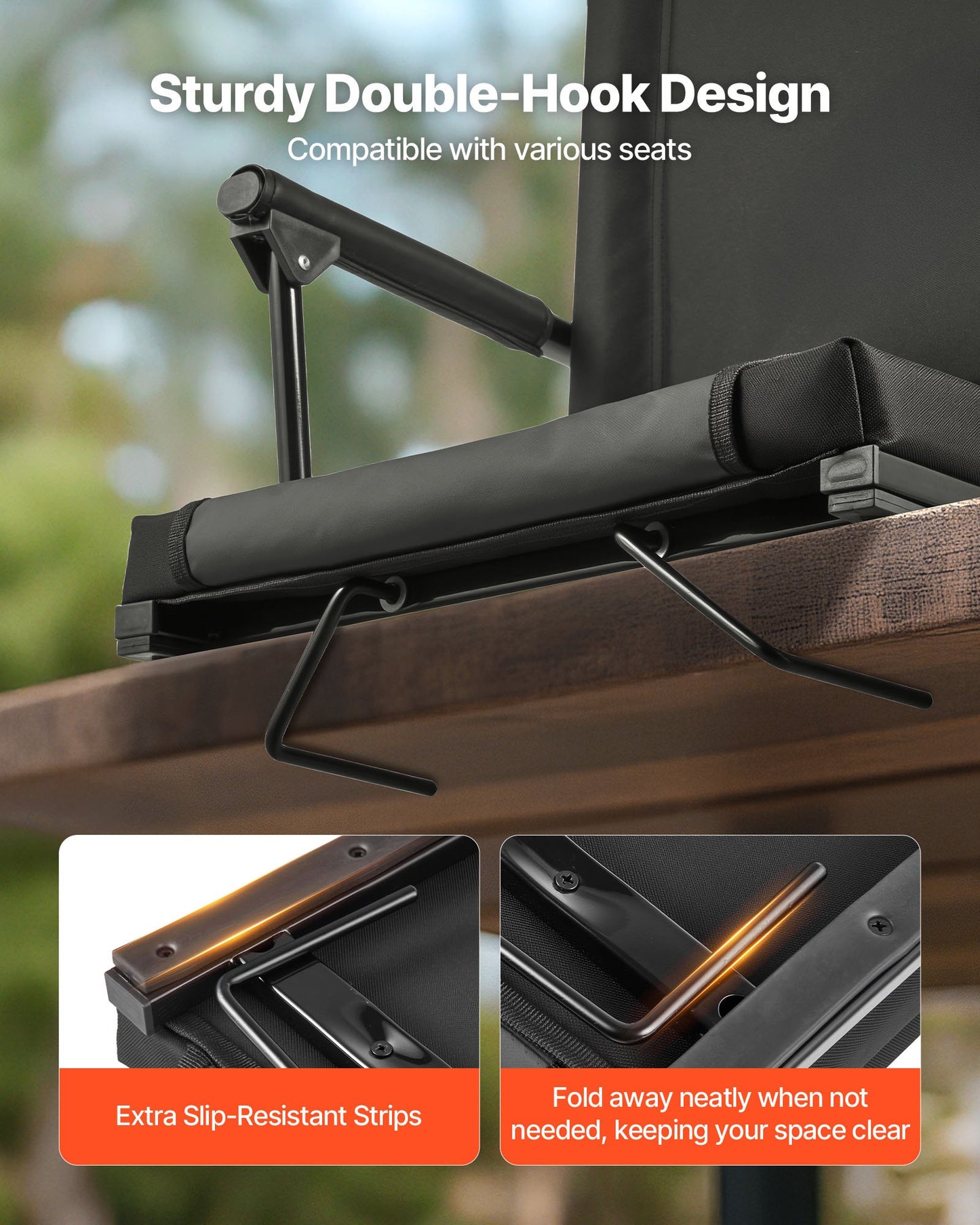 Stadium Seat, Portable Bleacher Seat with Armrest, Back Support and Thick Cushion, Bench Chair for Bleacher Includes Shoulder Strap, Hooks, Cup Holder, Black Football Bleachers Seats, 1PCS