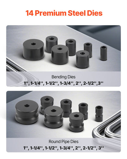 Manual Bending Machine, Pipe Tube Bender with 14 Bending Dies, 200° Heavy-Duty Bending Tool for Copper Aluminum Iron Pipes, Ideal for HVAC Air Conditioning Refrigerator Auto Repair