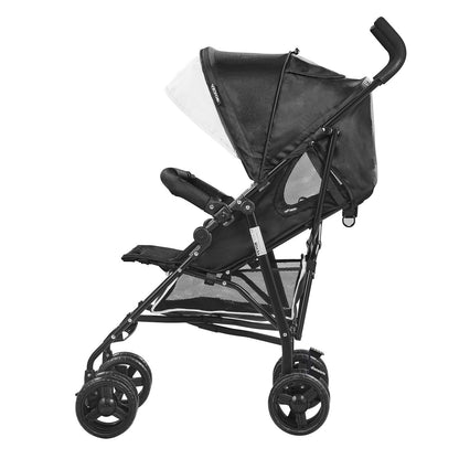 Lightweight Stroller, Compact Easy Fold MultiPosition Recline Canopy Backrest, Carbon Steel Frame, Large Storage Basket, Umbrella Toddler Baby Stroller for Travel and More, Black/White