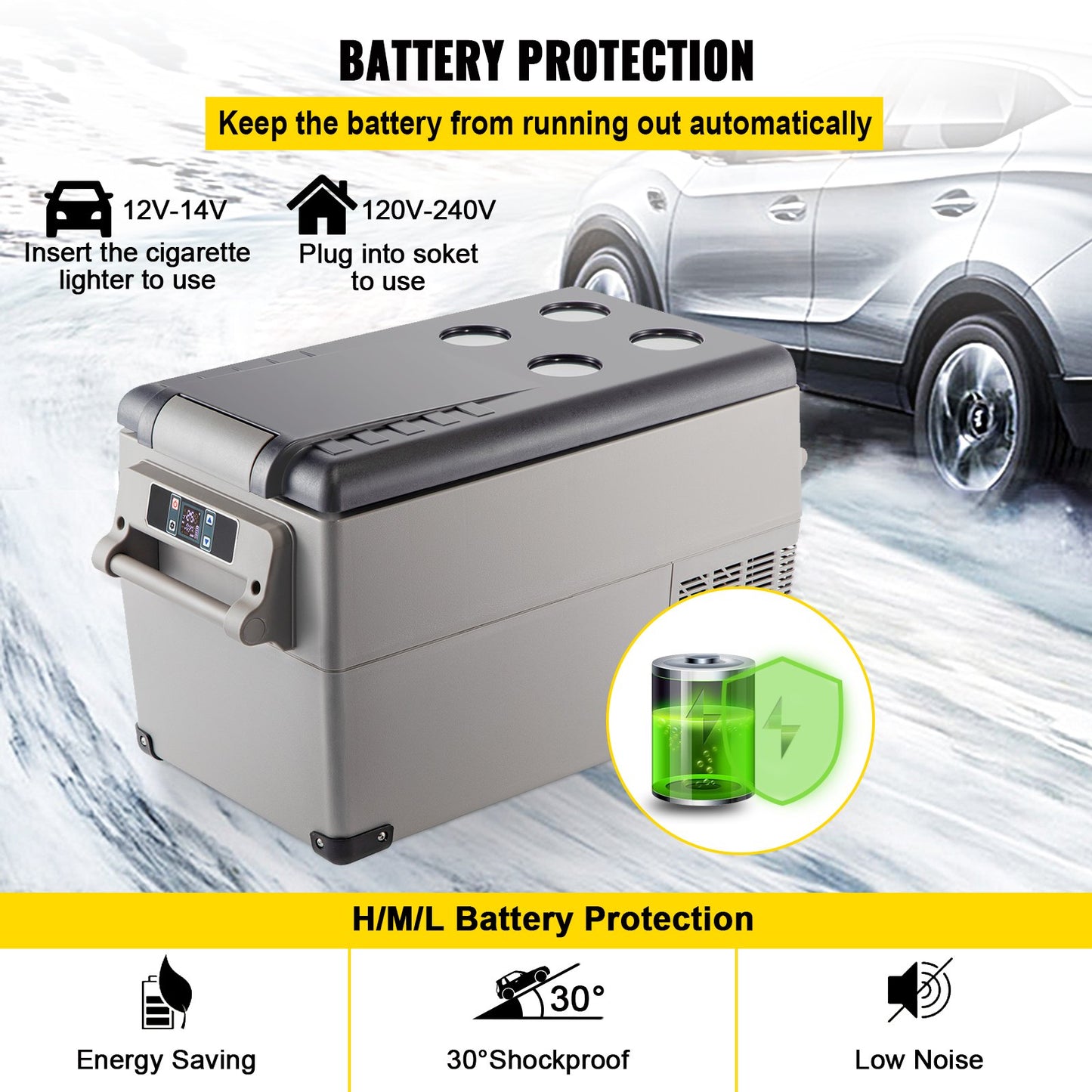 KITGARN Car Refrigerator 35L Compressor Portable Small Refrigerator Refrige Car Refrigerator Freezer Vehicle Car Truck RV Boat Mini Electric Cooler Driving Travel Fishing Outdoor and Home Use