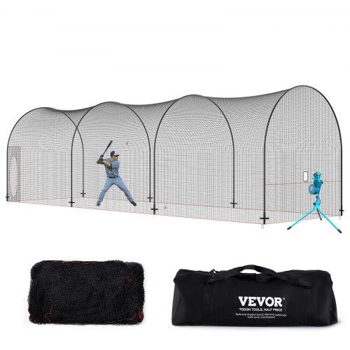 Baseball Batting Cage, Softball and Baseball Batting Cage Net and Frame, Practice Portable Cage Net with Carry Bag, Heavy Duty Enclosed Pitching Cage, for Backyard Batting Hitting Training, 40FT