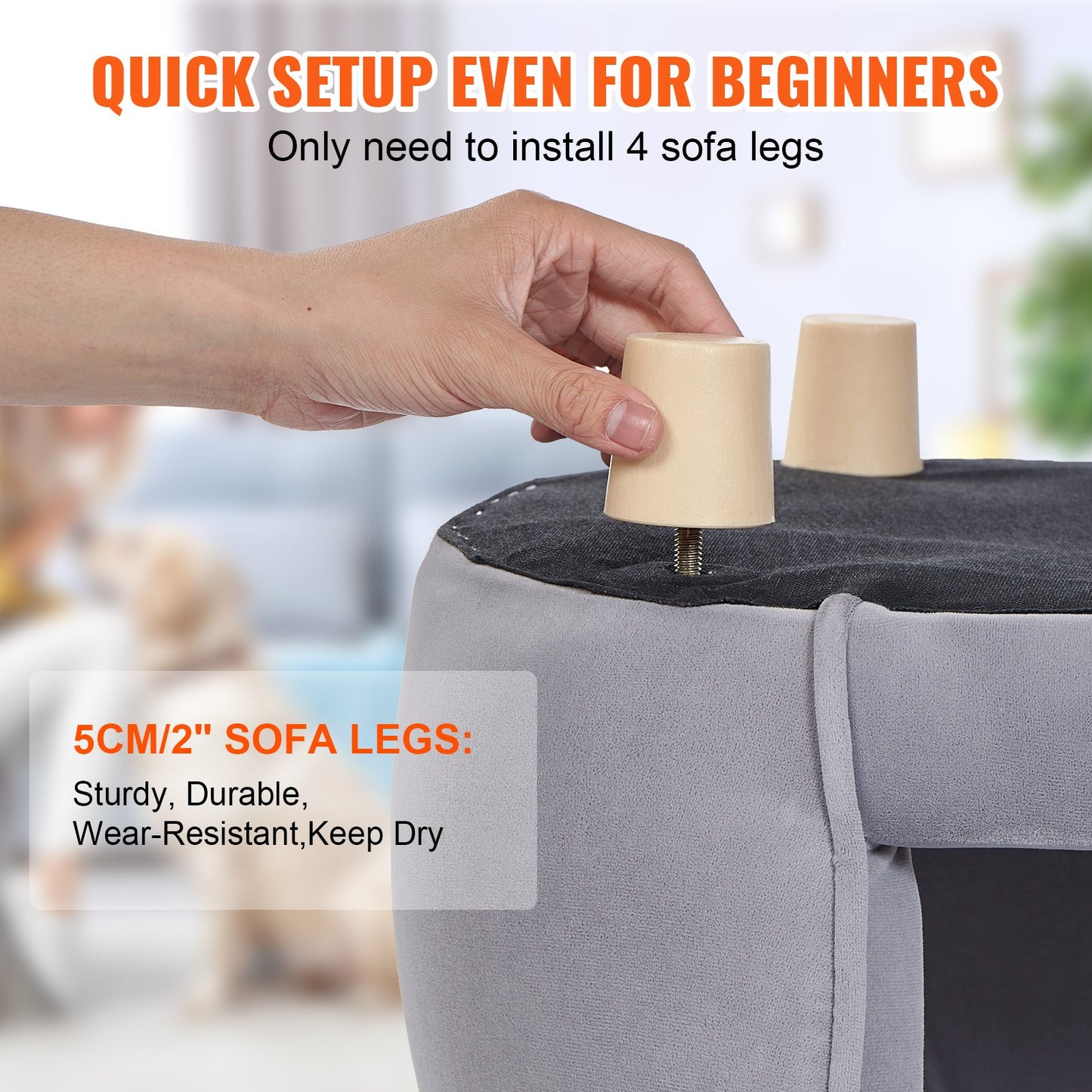 Pet Sofa, Dog Couch for Small Dogs and Cats, Soft Velvety Dog Sofa Bed, 66 lbs Loading Cat Sofa, Dark Grey