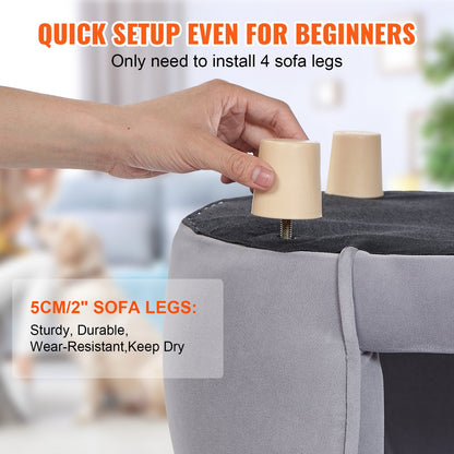 Pet Sofa, Dog Couch for Small Dogs and Cats, Soft Velvety Dog Sofa Bed, 66 lbs Loading Cat Sofa, Dark Grey